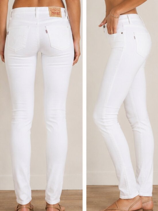 Levi's Denim - Levi's 524 Too Superlow Skinny Jeans White Stretch Denim Women's 7M